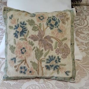 Floral Embroidered Cushion Cover